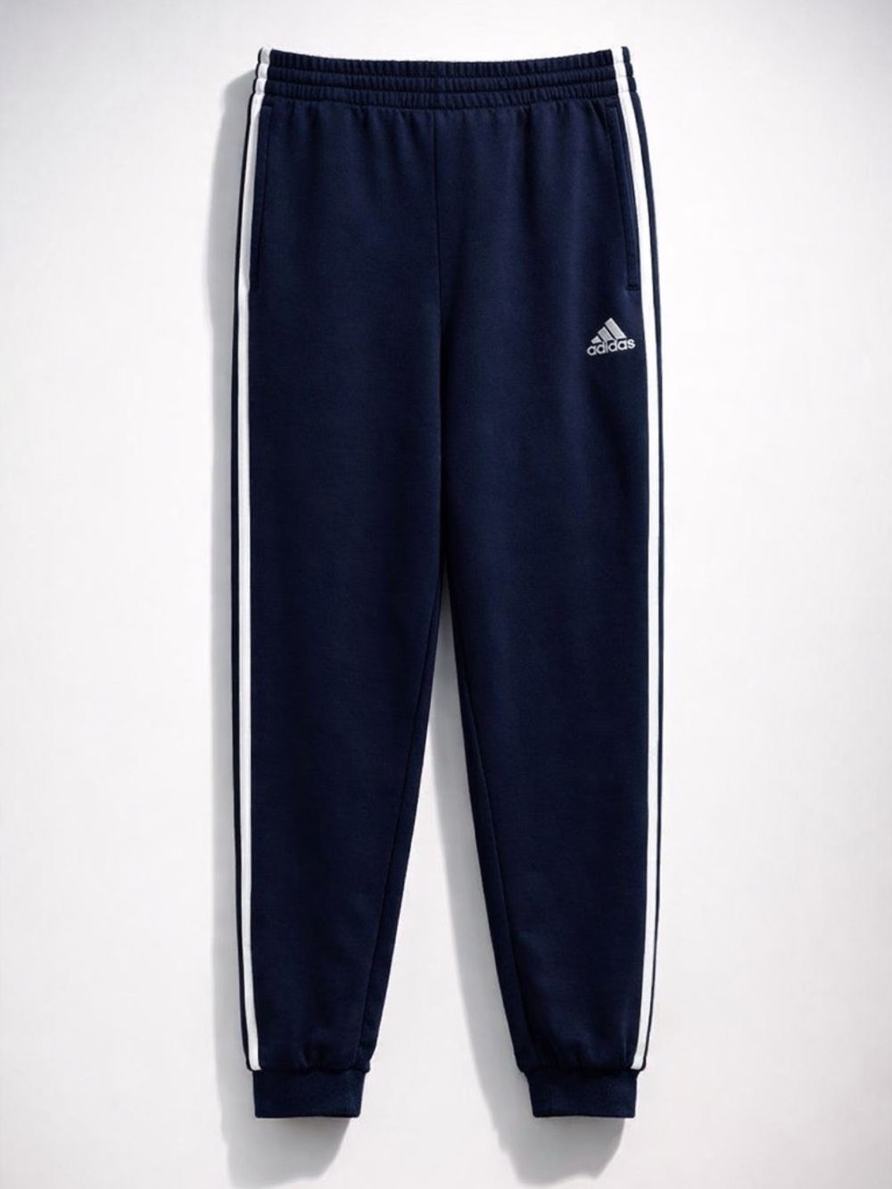 adidas Navy Sweat Joggers with White Side Stripes